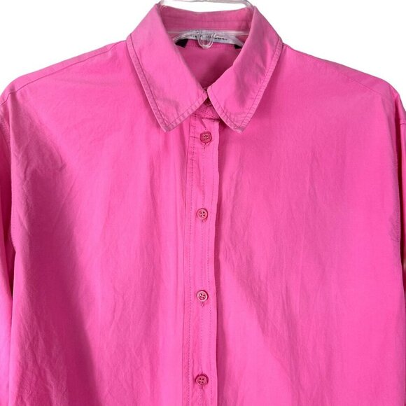 Zara Hot Pink Oversized Long Sleeves Button Down Shirt Size XSmall - Picture 7 of 13